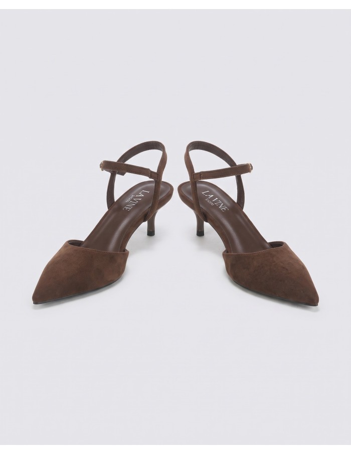 ESCARPIN SLINGBACK MARRON CHOCOLAT À BOUT POINTU – FEMME