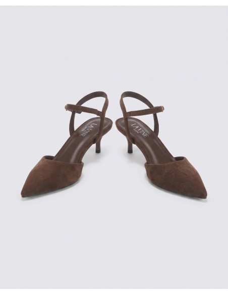 ESCARPIN SLINGBACK MARRON CHOCOLAT À BOUT POINTU – FEMME