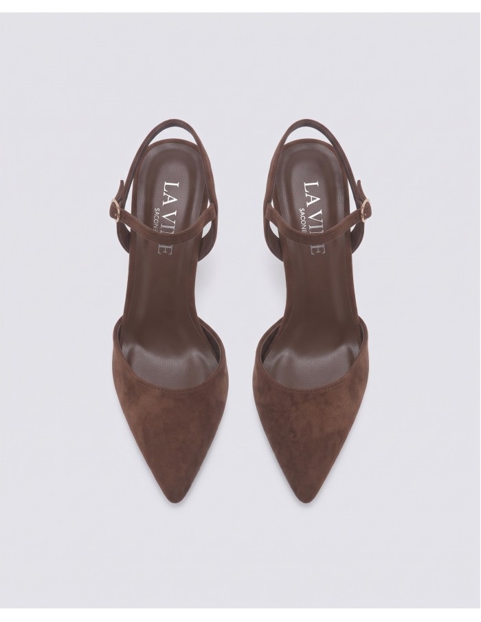 ESCARPIN SLINGBACK MARRON CHOCOLAT À BOUT POINTU – FEMME