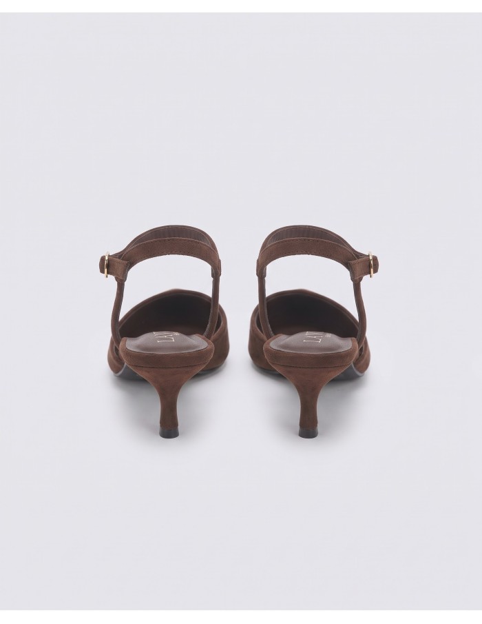 ESCARPIN SLINGBACK MARRON CHOCOLAT À BOUT POINTU – FEMME