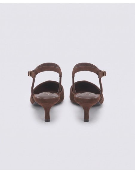 ESCARPIN SLINGBACK MARRON CHOCOLAT À BOUT POINTU – FEMME