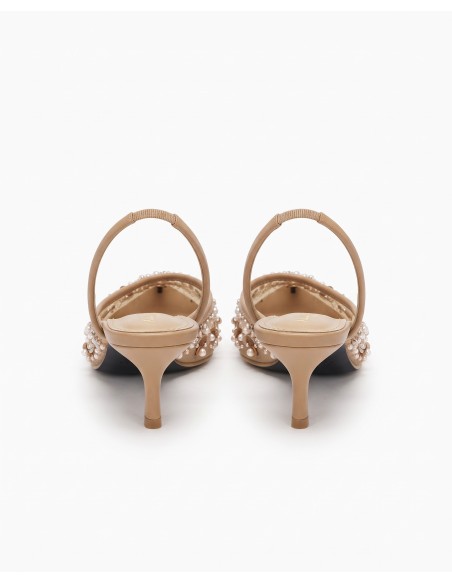 Mule Perlée Dorée Slingback Bout Pointu Femme | Zerda