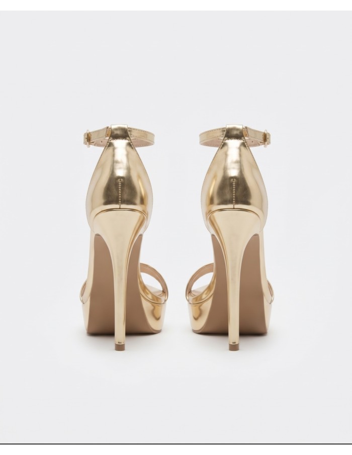 Sandale Plateforme Dorée Bride Cheville Femme | Zerda