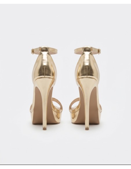 Sandale Plateforme Dorée Bride Cheville Femme | Zerda