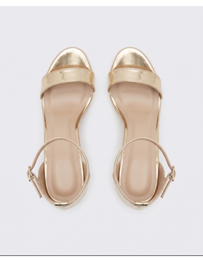 Sandale Plateforme Dorée Bride Cheville Femme | Zerda