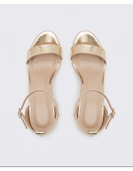 Sandale Plateforme Dorée Bride Cheville Femme | Zerda