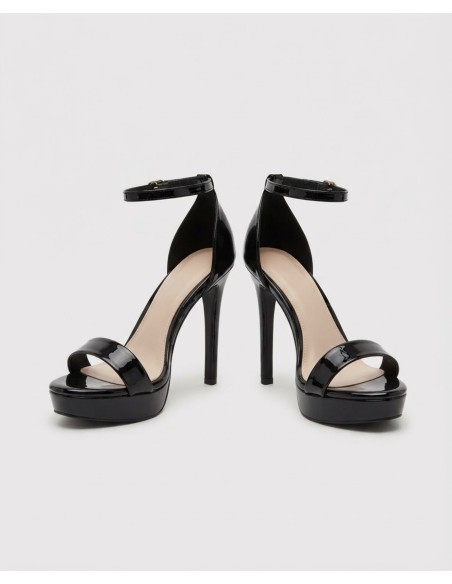 Sandale Plateforme Noire Bride Cheville Femme | Zerda
